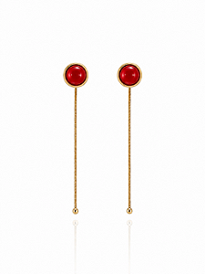 Brinco Moon Drop 1067 Longo Shell Vermelho