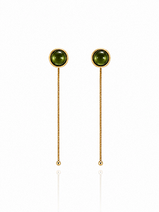 Brinco Moon Drop 1067 Longo Cristal Verde