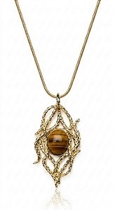 Colar 535 Medusa com Olho de Tigre Ouro
