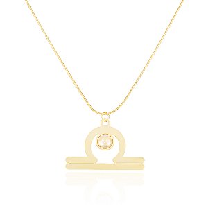 Pingente Astro Libra 443 Ouro Quartzo Incolor