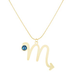 Pingente Astro Escorpião 444 Ouro Quartzo Azul