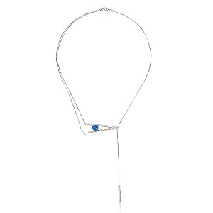 Colar 379 Kusama Ródio Ágata Azul