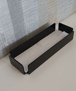 Bandeja / Porta papel toalha Curve 26,5x9,5 em Acrílico Preto - Decor Acrílico