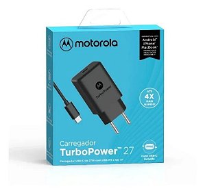 CARREGADOR TURBO POWER  MOTOROLA  FONTE + CABO V8