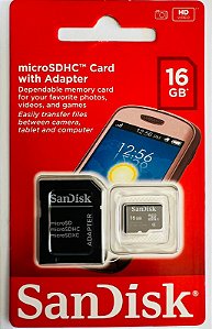 CARTÃO DE MEMORIA SANDISK 16GB MICROSDHC-