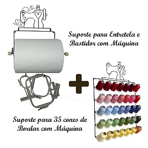 Suporte para Entretela e Bastidor com Máquina + Suporte para 35 Linhas de Bordar com Máquina