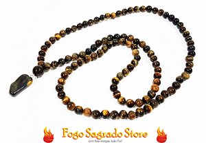 Japamala 108 Pedra Olho Falcão 8 Terço Budista Colar Rosário