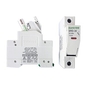 Par de Porta Fusíveis + Fusível 12A 1000VDC Suntree