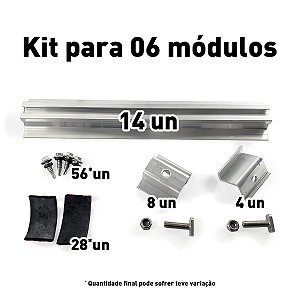 Mini-Trilho para telhado metálico - Kit para 6 módulos