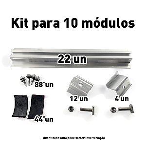 Mini-Trilho para telhado metálico - Kit para 10 módulos