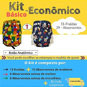 Kit Básico -  Econômico Fraldas Ecológicas