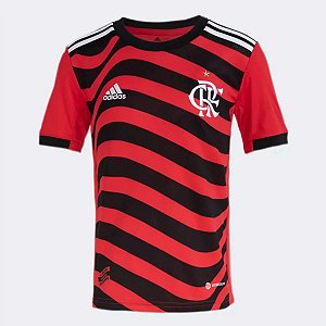 Camisa Flamengo I 23/24 s/n Torcedor Adidas Masculina - Vermelho+Preto