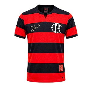 Camisa Flamengo Braziline Flatri Zico Masculina - Vermelho+Preto