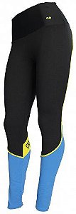 Legging Alto Giro Atheltic Preto/Azul/Amarelo Fluor