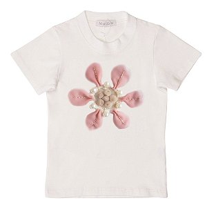 Camiseta Infantil com Bordado Flor