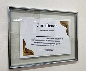 Quadro entre vidros moldura de alumínio (sanduíche de vidros) A4