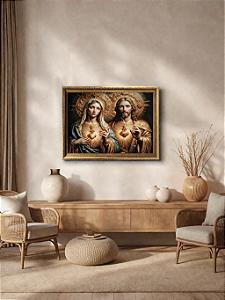 Quadro com moldura e imagem santa