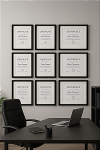 kits Quadros moldura madeira lisa preta 0,21x30 (9 unid) com vidro