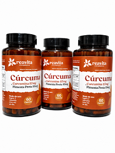 Cúrcuma + Pimenta Preta 60 cp kit com 3 frascos