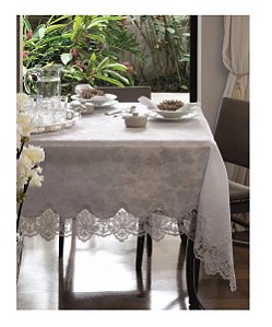 Toalha De Mesa com Renda Guipure Branca 1.70 X 2.70 M Tours