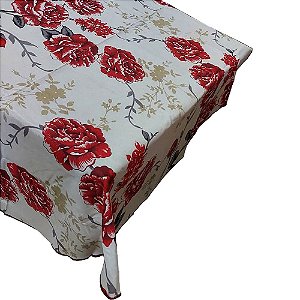 Toalha de Mesa Retangular Floral Vermelha 2,10m Raner