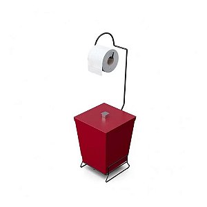 Lixeira com Suporte para Papel Vermelha Stolf
