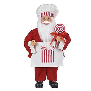 Boneco Natal Papai Noel Em Pé Candy Cozinheiro 40 cm