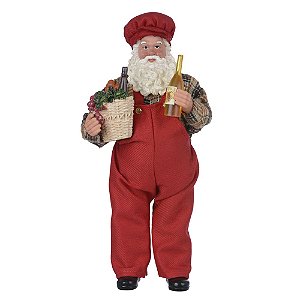 Boneco Natal Papai Noel Enólogo em Resina  27,5 cm