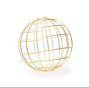 Escultura Metálica Esfera Decorativa Dourada Mart