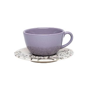 kit 06 Xícara de Chá Café com Leite Lilac Lavanda Oxford