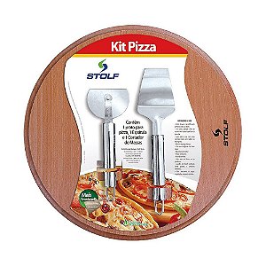 Kit Tábua de Pizza com Cortador e Espátula Stolf
