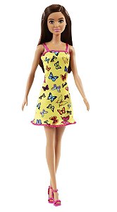 Boneca Barbie Fashion Vestido Amarelo Borboleta Mattel