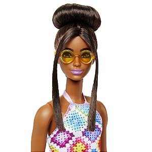 Barbie Fashionista Vestido Crochê e Coque Mattel 210