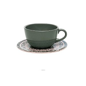 Kit Xícara de Chá Café com Leite  Elo Oxford - 04 Peças