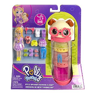 Boneca Polly Cachorrinho Pocket Pack Closet Giratório Mattel