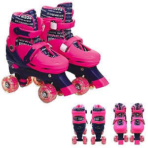 Patins Good Feeling Rosa com luz Ajustável 35 a 38 Unik Toys