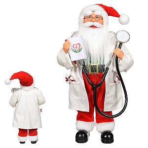 Boneco Natal Papai Noel Profissão Médico 45 cm