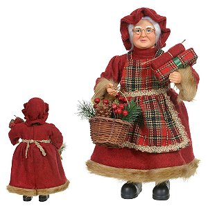 Boneco Mamãe Noel com Cesta Decoração de Natal 45 cm