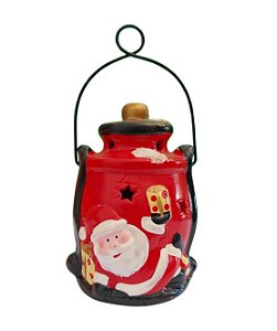 Mini Lanterna Papai Noel  C/ Led Vermelha