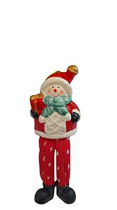 Mini Boneco de Neve Sentado Decoração de Natal D&A