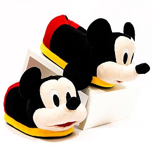 Pantufa Infantil Unissex Mickey com Sola de Borracha