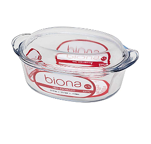Travessa Assadeira Vidro Oval Borosilicato Com Tampa 4,7L Oxford