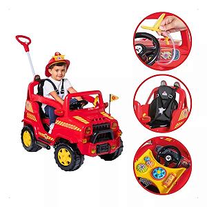 Carrinho de Passeio 2 em 1 Diipi Bombeiro Vermelho Calesita