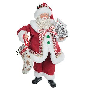 Papai Noel em Resina com Roupa Tradicional Vermelha 27,5cm