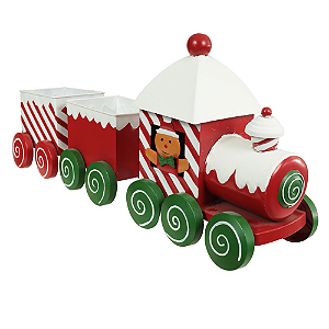Trem Trenzinho Metal Decorativo Boneco de Neve 78cm Natal