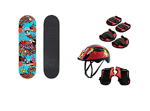 Skate Semi Profissional com Lixa e Kit de Proteção