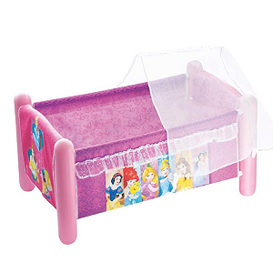 Berço Bercinho de Boneca Brinquedo Princesas com Véu