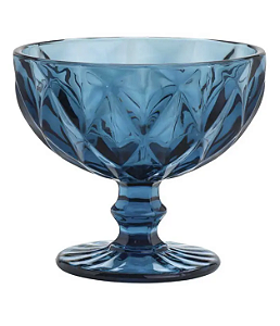Taça Sobremesa Diamante Vidro Azul 310 ml Class Home - Avulsa