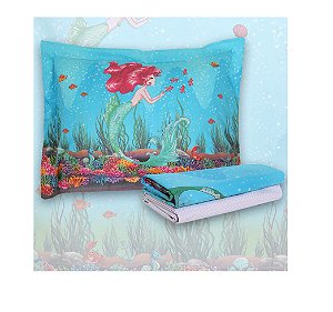 Jogo De Cama Solteiro 200 Fios Sereia 203 cm Kacyumara