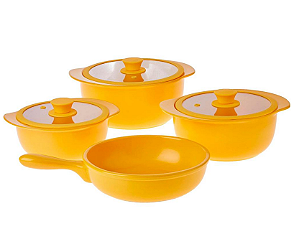 Conjunto de Panelas de Cerâmica Cookware Amarela Solares